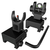 Front and Rear Iron Sights,Fiber Optic Flip Up Style Steel Backup Sights fits Picatinny & Weaver Rails Black feyachi Default Title Default Title-