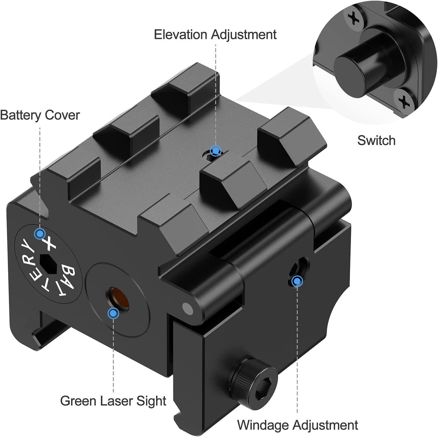 Feyachi PL-19-G Laser Weapon Light - Compact Green Laser for Pistol