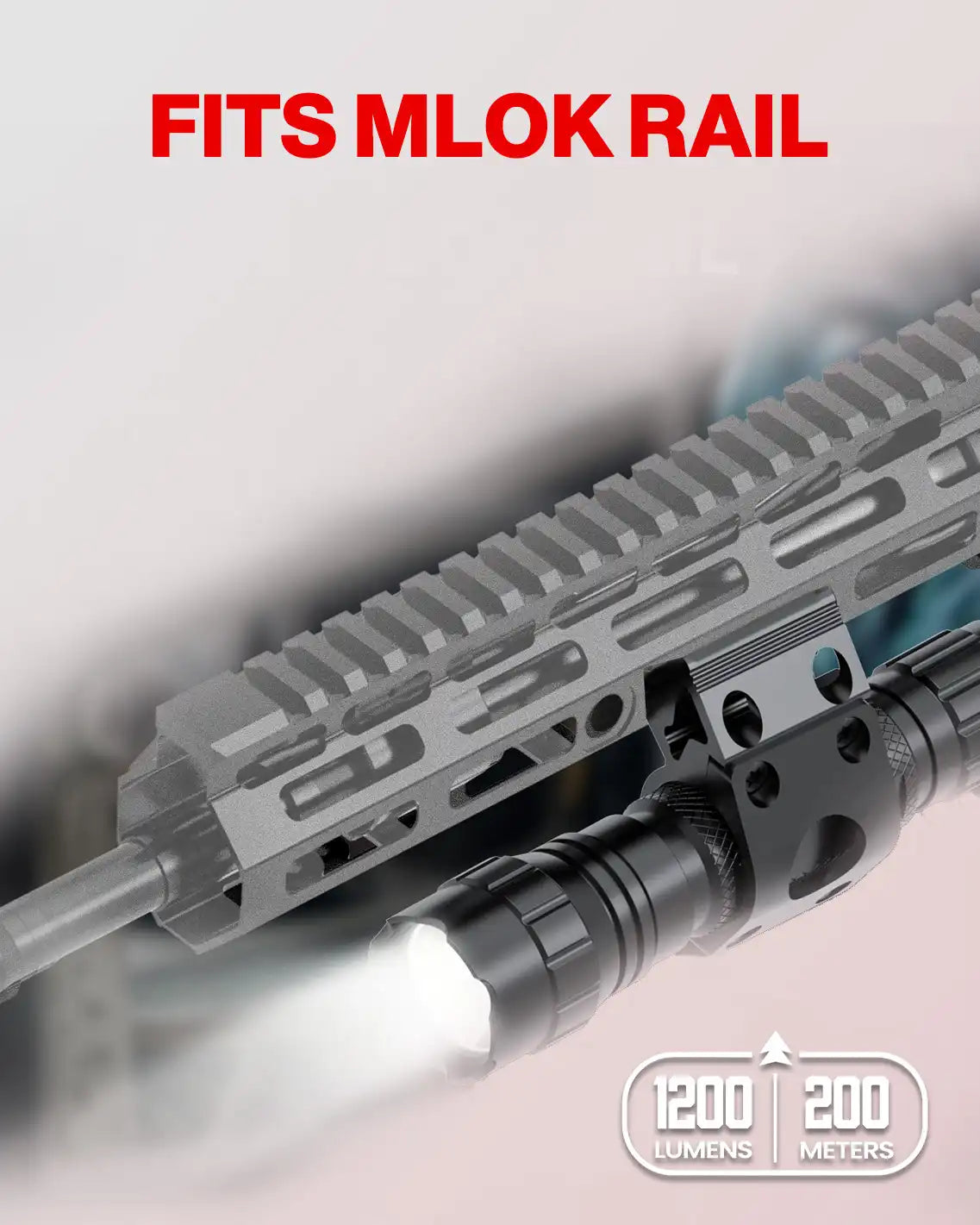 Feyachi FL17 Tactical Flashlight 1200 Lumen with M Lock Rail Mount and Pressure Switch Included